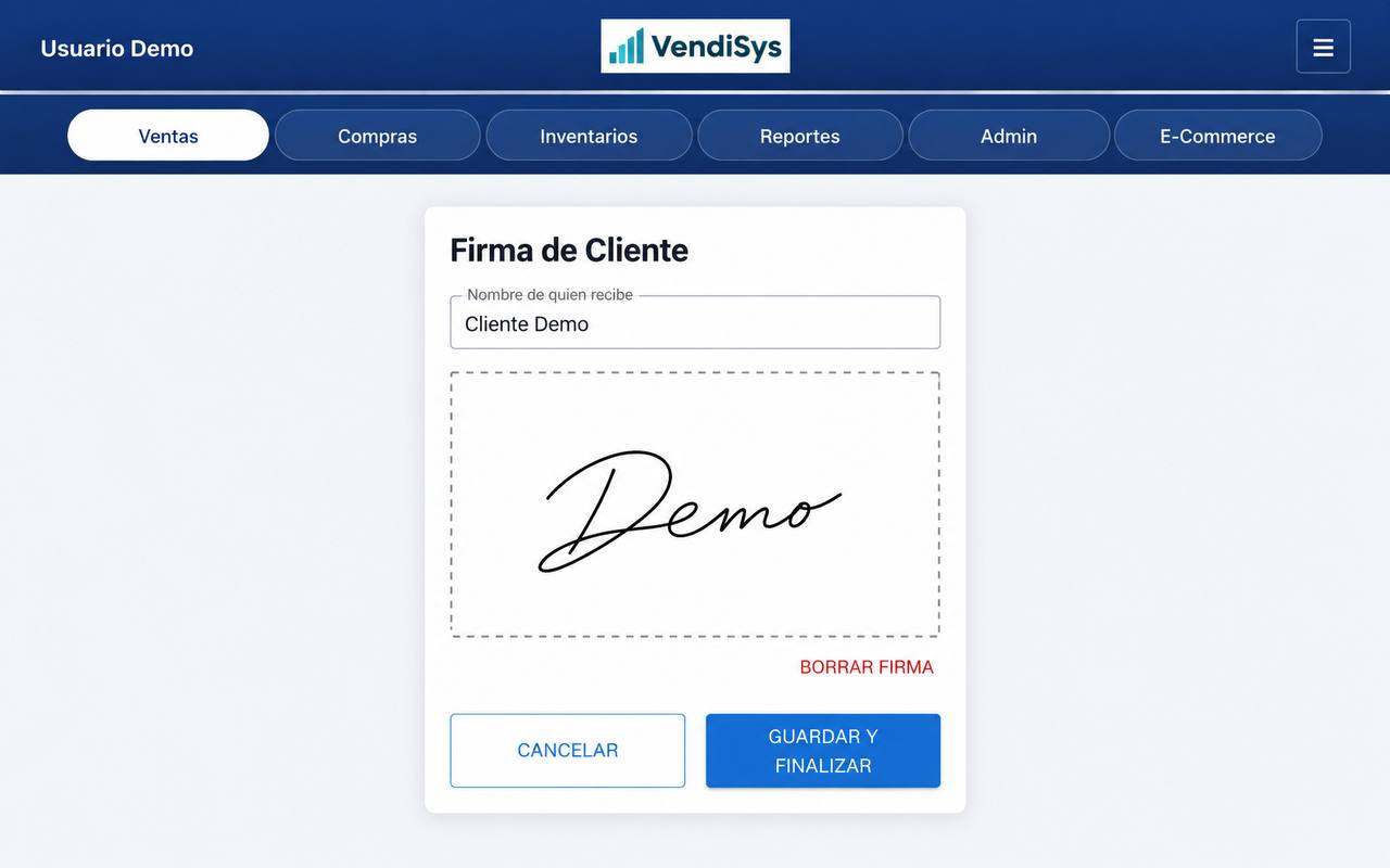 Pantalla real de firma del cliente